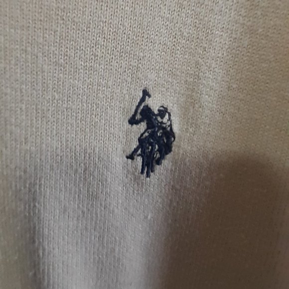 Men's XL Beige U.S. Polo Assn V Neck Long Sleeve Sweater - Picture 1 of 11
